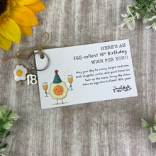 Load image into Gallery viewer, Egg-cellent Birthday Keyring - 18th, 21st, 30th, 40th, 50th
