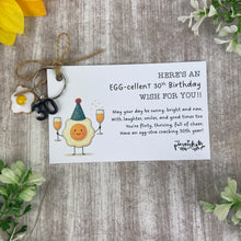 Load image into Gallery viewer, Egg-cellent Birthday Keyring - 18th, 21st, 30th, 40th, 50th
