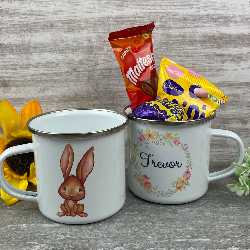 Easter Wreath Enamel Mug - Boy Rabbit-The Persnickety Co