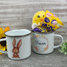 Load image into Gallery viewer, Easter Wreath Enamel Mug - Boy Rabbit

