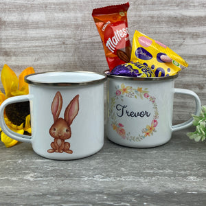 Easter Wreath Enamel Mug - Boy Rabbit