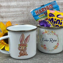 Load image into Gallery viewer, Easter Wreath Enamel Mug - Girl Rabbit
