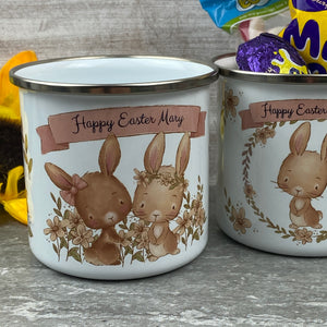 Easter Rabbits Personalised Enamel Mug