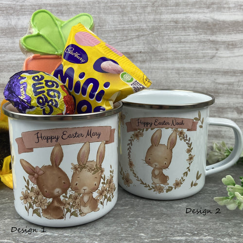 Easter Rabbits Personalised Enamel Mug-The Persnickety Co