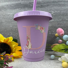 Load image into Gallery viewer, Personalised Easter Rabbit Initial Cold Cup with Straw-The Persnickety Co
