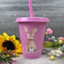 Load image into Gallery viewer, Personalised Easter Brown Bunny Cold Cup with Straw
