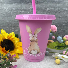 Load image into Gallery viewer, Personalised Easter Brown Bunny Cold Cup with Straw
