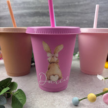 Load image into Gallery viewer, Personalised Easter Brown Bunny Cold Cup with Straw

