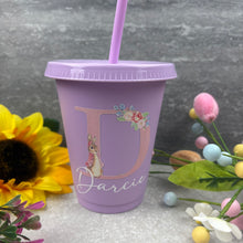 Load image into Gallery viewer, Personalised Easter Rabbit Initial Cold Cup with Straw
