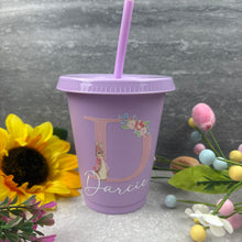 Load image into Gallery viewer, Personalised Easter Rabbit Initial Cold Cup with Straw
