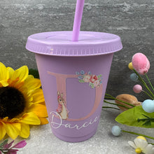 Load image into Gallery viewer, Personalised Easter Rabbit Initial Cold Cup with Straw
