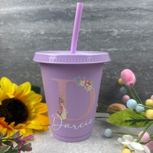 Load image into Gallery viewer, Personalised Easter Rabbit Initial Cold Cup with Straw
