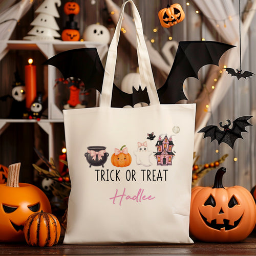 Personalised Pink Halloween Trick or Treat Bag-The Persnickety Co