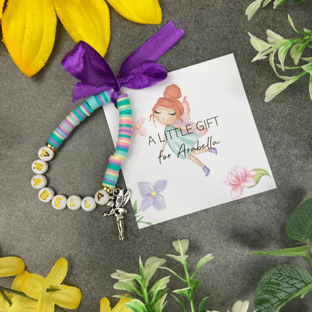 Pastel Rainbow Personalised Fairy Name Bracelet-The Persnickety Co