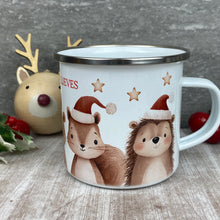 Load image into Gallery viewer, Personalised Festive Friends Enamel Mug
