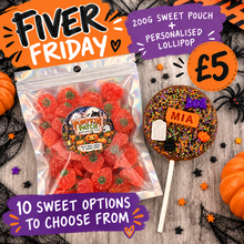 Load image into Gallery viewer, Halloween Sweet Pouch &amp; Personalised Lollipop – Fiver Friday £5
