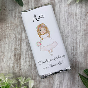 Flower Girl Gift Personalised Mini Chocolate Bar