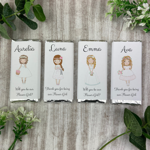 Flower Girl Gift Personalised Mini Chocolate Bar-The Persnickety Co