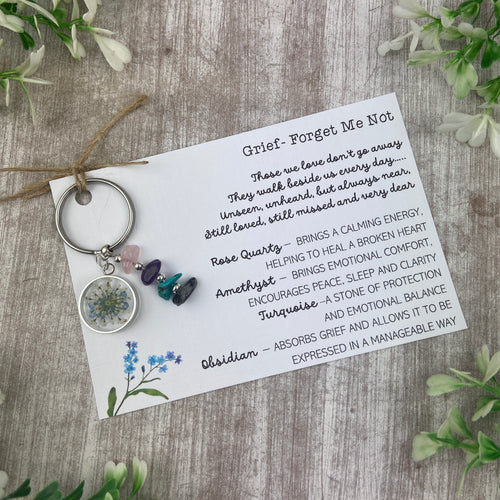 Forget Me Not Keyring with Healing Crystals-The Persnickety Co