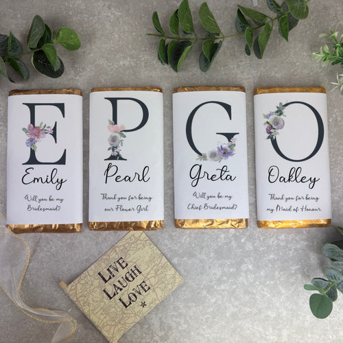 Personalised Bridesmaid Wedding Chocolate Bar-The Persnickety Co