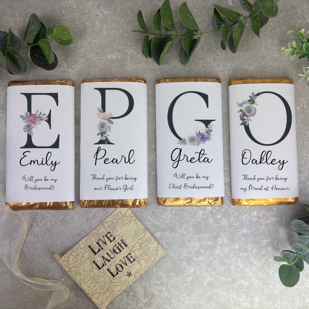 Personalised Bridesmaid Wedding Chocolate Bar-The Persnickety Co