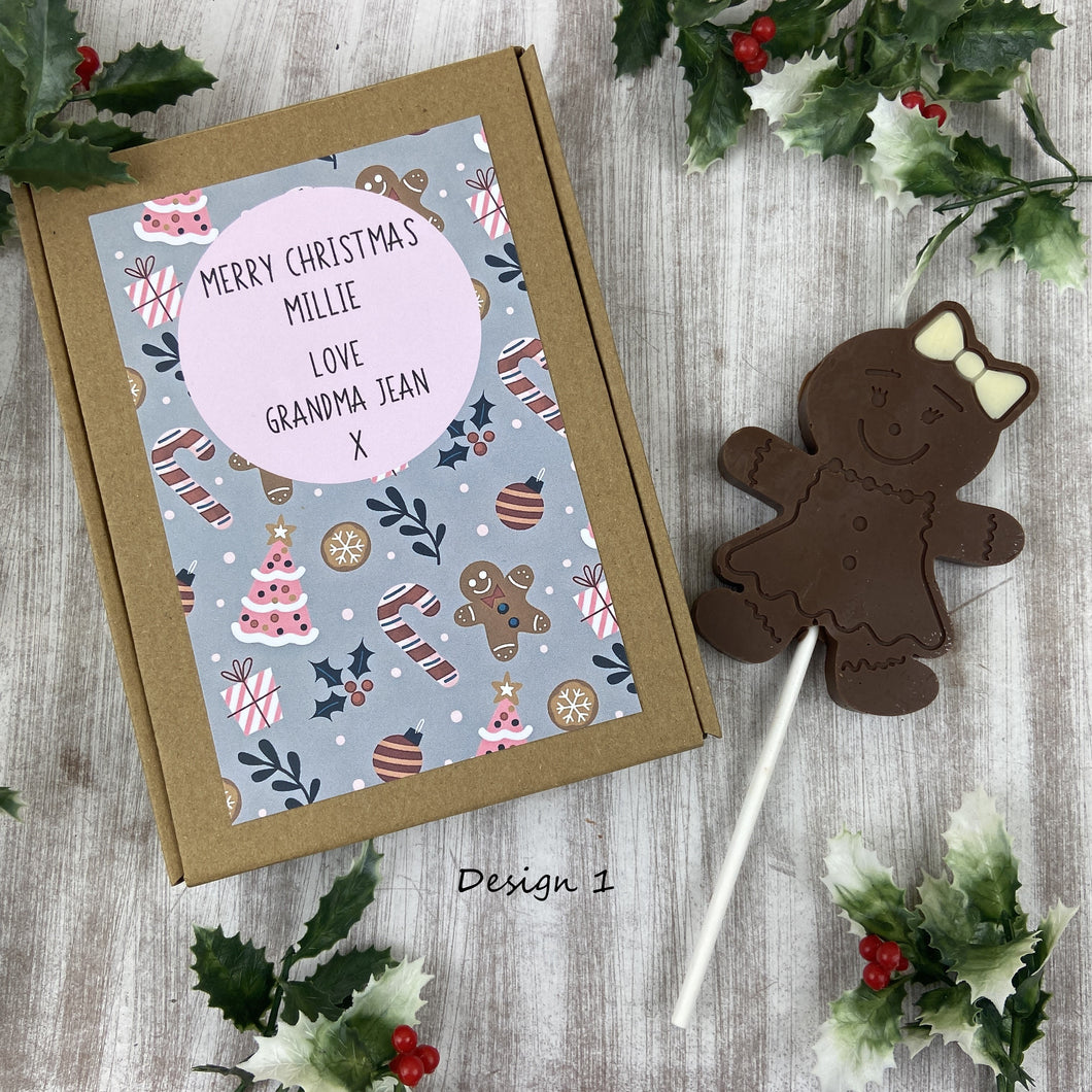 Gingerbread Girl - Chocolate Christmas Lollipop-The Persnickety Co