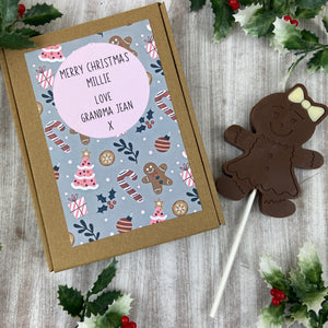 Gingerbread Girl - Chocolate Christmas Lollipop