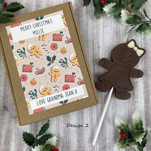 Gingerbread Girl - Chocolate Christmas Lollipop