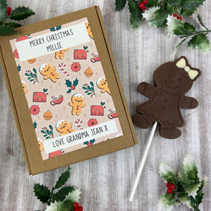 Gingerbread Girl - Chocolate Christmas Lollipop