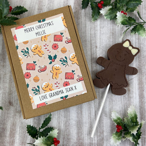 Gingerbread Girl - Chocolate Christmas Lollipop