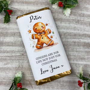 Gingers Are For Life Not Just For Christmas Chocolate Bar