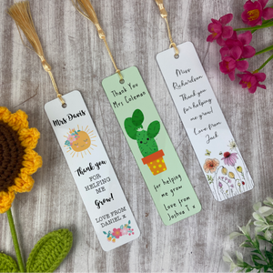 Thank You For Helping Me Grow Personalised Teacher Bookmark-The Persnickety Co