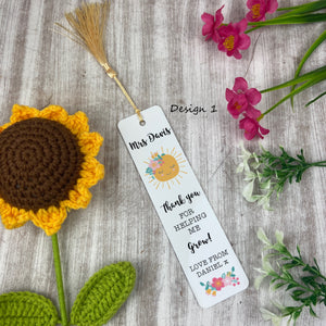 Thank You For Helping Me Grow Personalised Teacher Bookmark