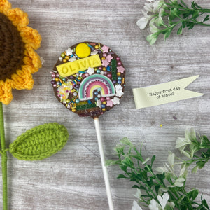 Personalised Happy First Day Of School Belgian Chocolate Lollipop