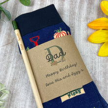 Load image into Gallery viewer, Birthday Gardening Design Socks With Plantable Pencil!
