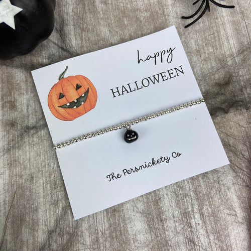 Happy Halloween Pumpkin Beaded Bracelet-The Persnickety Co