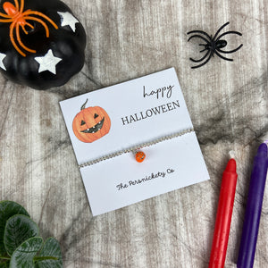 Happy Halloween Pumpkin Beaded Bracelet