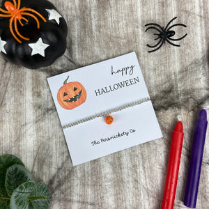 Happy Halloween Pumpkin Beaded Bracelet