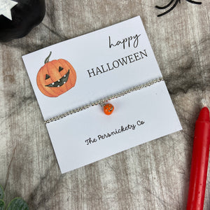 Happy Halloween Pumpkin Beaded Bracelet