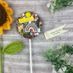 Personalised Happy First Day Of Nursery Belgian Chocolate Lollipop