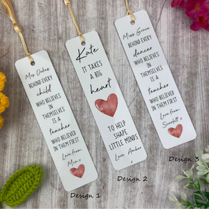 Heartfelt Personalised Teacher Bookmark-The Persnickety Co