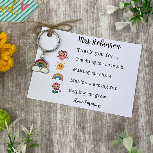 Personalised Teacher Rainbow Keyring-The Persnickety Co