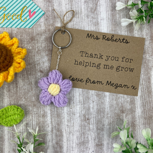 Personalised Teacher Flower Keyring-The Persnickety Co