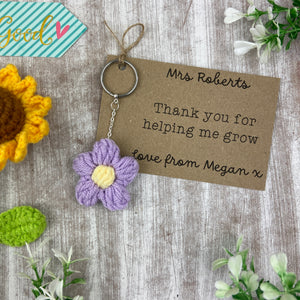 Personalised Teacher Flower Keyring