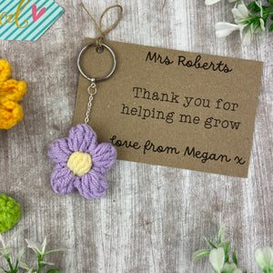 Personalised Teacher Flower Keyring