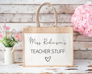 Personalised Teacher Jute Bag-The Persnickety Co