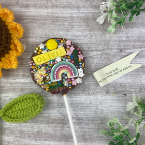 Personalised Good Luck On Your First Day In School Belgian Chocolate Lollipop