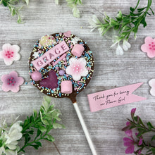 Load image into Gallery viewer, Flower Girl Personalised Belgian Chocolate Lollipop
