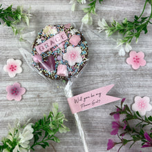 Load image into Gallery viewer, Flower Girl Personalised Belgian Chocolate Lollipop
