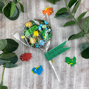 Personalised Dinosaur Chocolate Lollipop